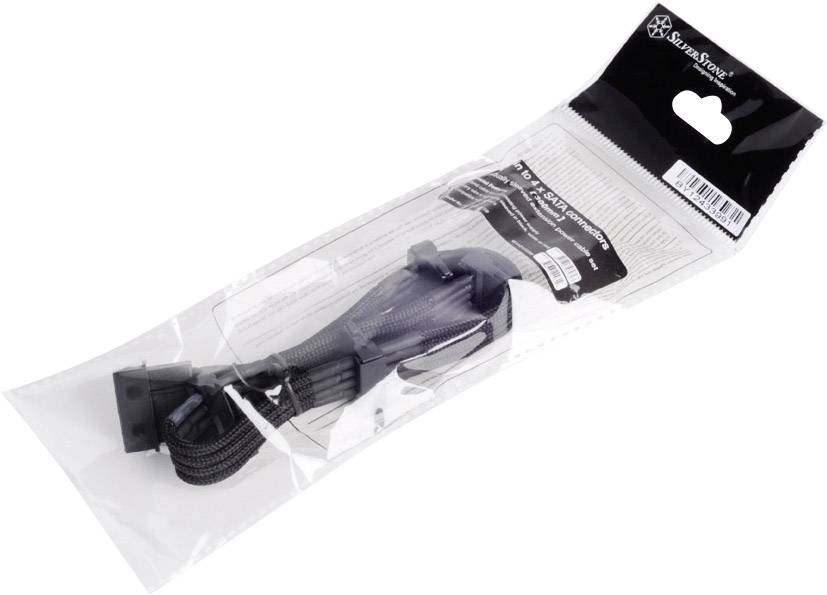 Silverstone Strom Anschlusskabel [1x IDE-Strom-Stecker 4pol. - 4x SATA-Strom-Stecker 15pol.] 30.00 cm Schwarz