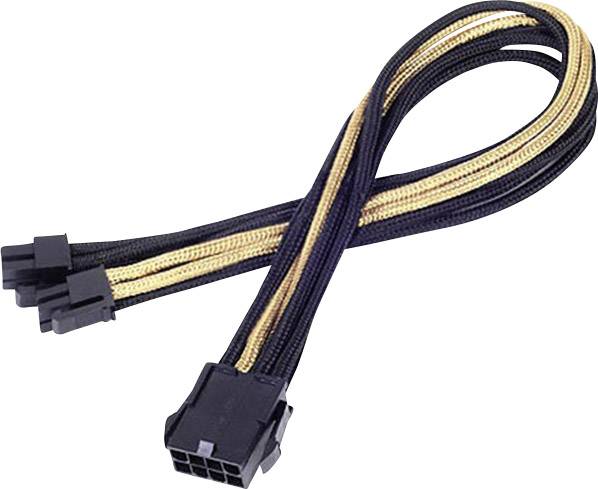 Silverstone Strom Anschlusskabel Schwarz, Gold