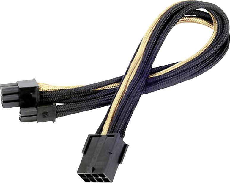 Silverstone Strom Anschlusskabel Schwarz, Gold