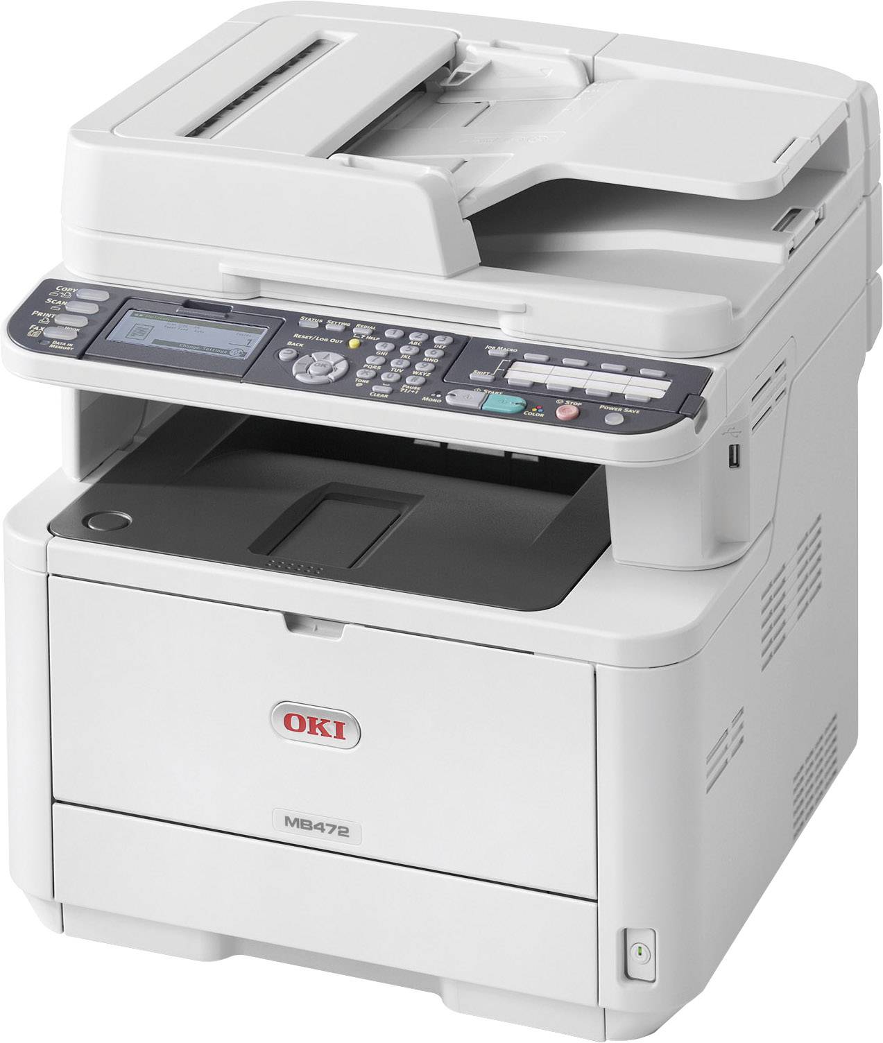 OKI MB472dnw Schwarzweiß Laser Multifunktionsdrucker A4 Drucker, Scanner, Kopierer, Fax LAN, WLAN, Duplex, ADF