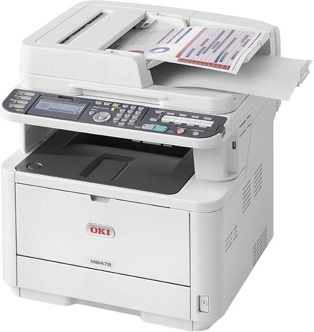 OKI MB472dnw Schwarzweiß Laser Multifunktionsdrucker A4 Drucker, Scanner, Kopierer, Fax LAN, WLAN, Duplex, ADF