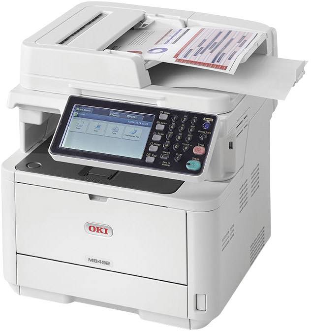 OKI MB492dn Schwarzweiß Laser Multifunktionsdrucker A4 Drucker, Scanner, Kopierer, Fax LAN, Duplex, ADF