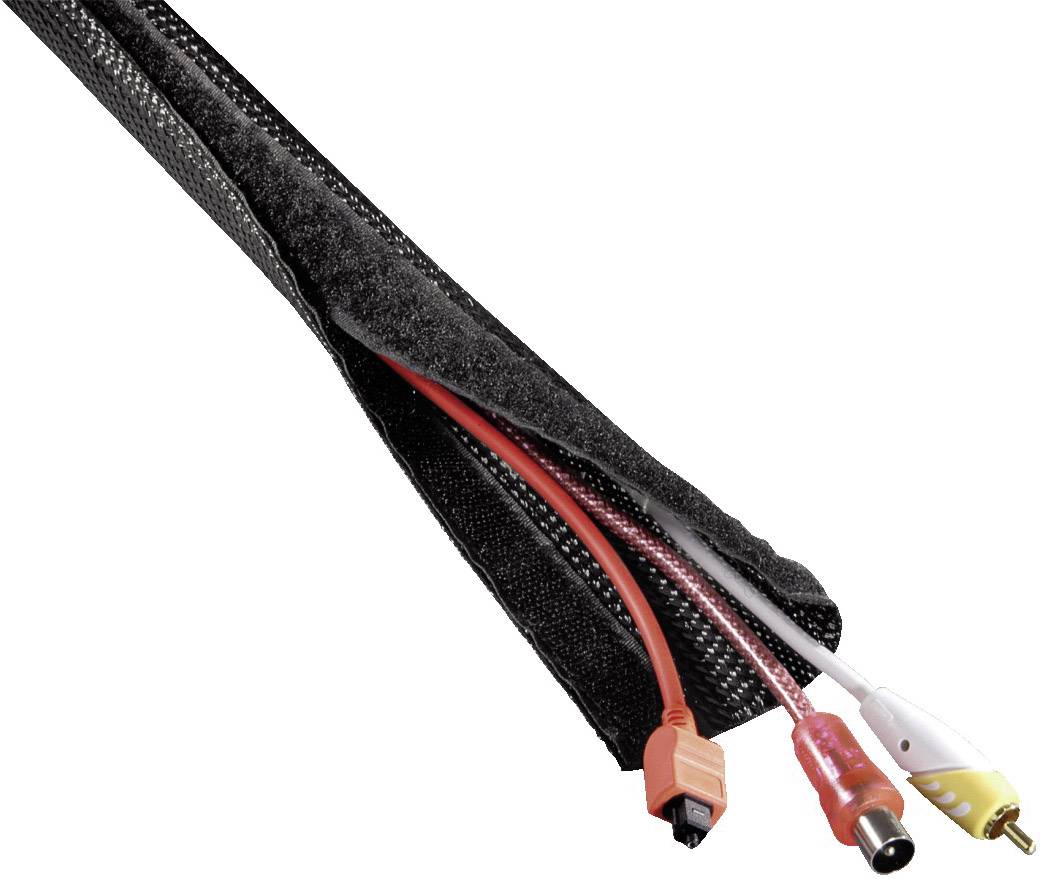 Hama 00220995 Flexibler Gewebe-Kabelschlauch, universal, 20 - 40 mm, 1,8 m, Schwarz 20 bis 40mm Schwarz 1St.