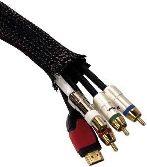 Hama 00220995 Flexibler Gewebe-Kabelschlauch, universal, 20 - 40 mm, 1,8 m, Schwarz 20 bis 40mm Schwarz 1St.