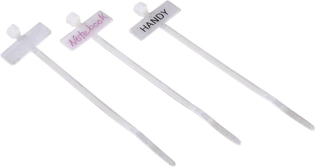 Hama 00221003 Kabelbinder mit Beschriftungsfeld, 98 mm, Natur, 25 Stück Kabelbinder 100mm 24mm Beige 25St.