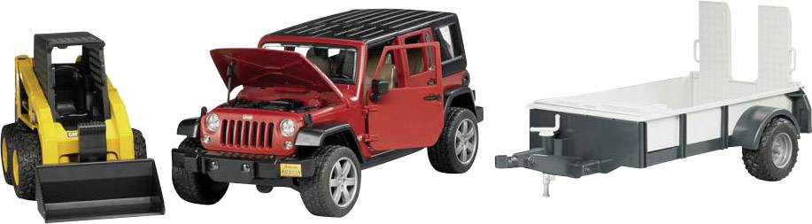 Bruder JEEP Wrangler Unlimited Rubicon mit Einachsanhänger und Cat Kompaktlader