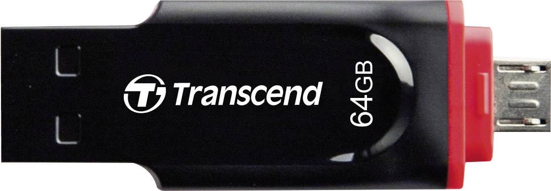 Transcend JetFlash® 340 USB-Zusatzspeicher Smartphone/Tablet Schwarz 64 GB USB 2.0, Micro USB 2.0