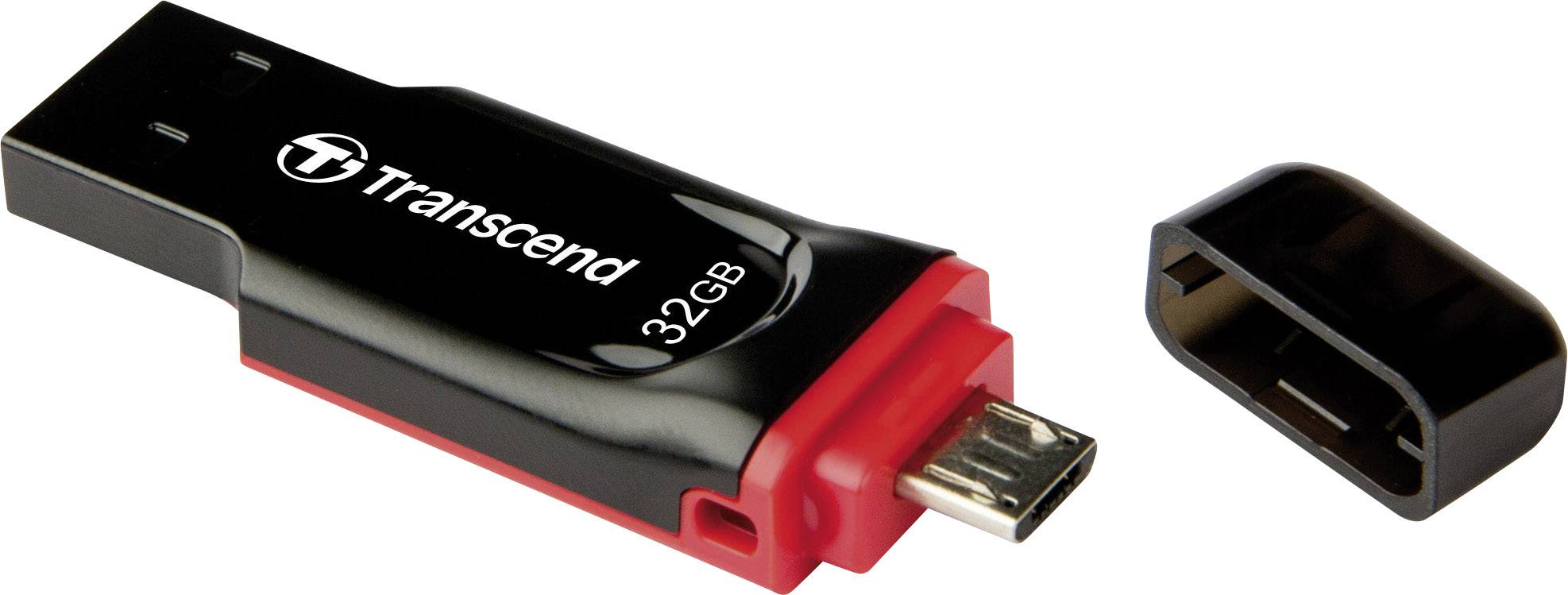 Transcend JetFlash® 340 USB-Zusatzspeicher Smartphone/Tablet Schwarz 32 GB USB 2.0, Micro USB 2.0