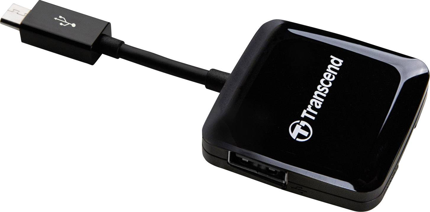 Transcend TS-RDP9K 1 Port USB 2.0-Hub mit eingebautem SD-Kartenleser, mit OTG-Funktion Schwarz