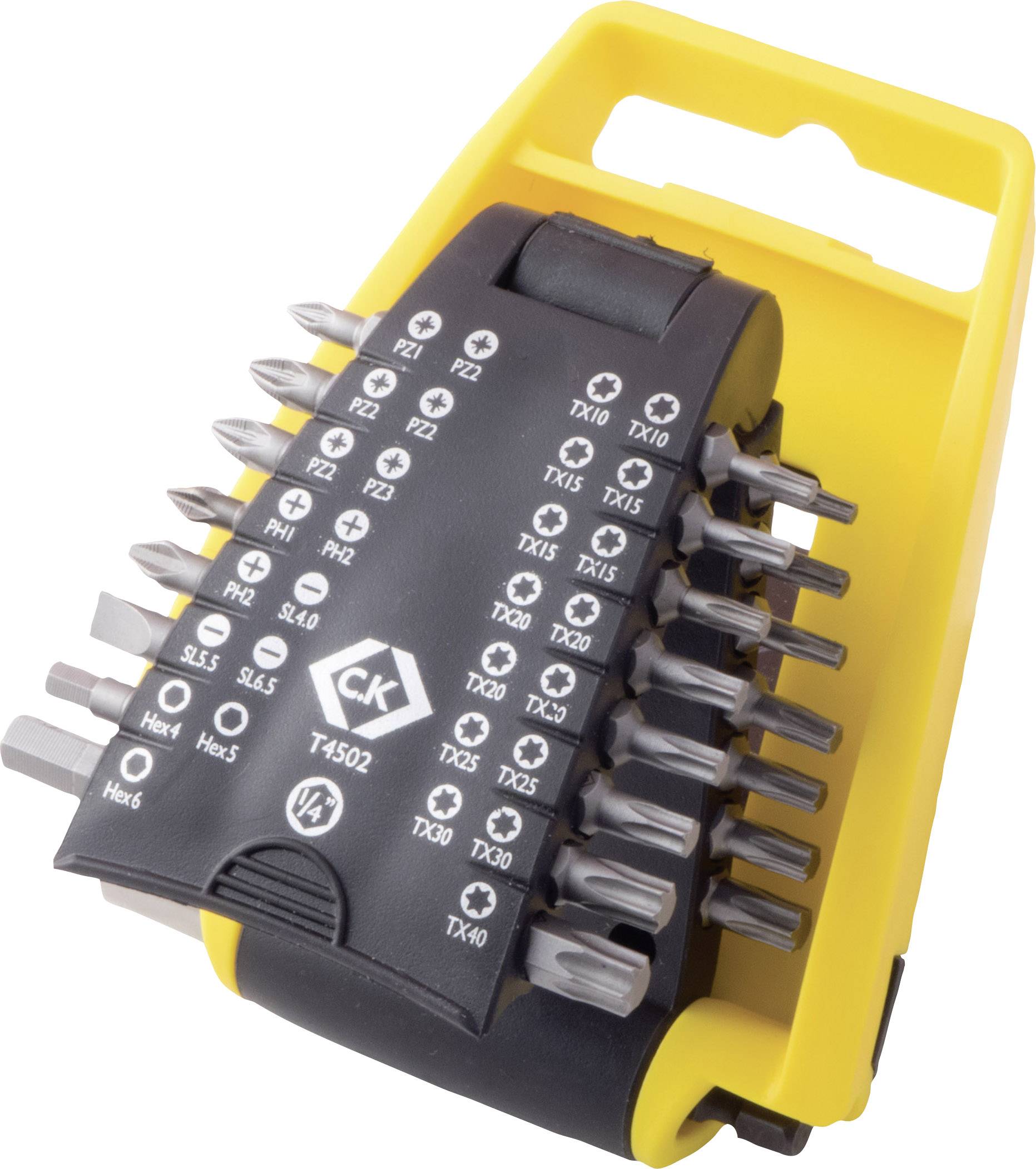C.K T4502 Bit-Set 31teilig Kreuzschlitz Phillips, Kreuzschlitz Pozidriv, Innen-Sechsrund (TX), Innen-Sechskant