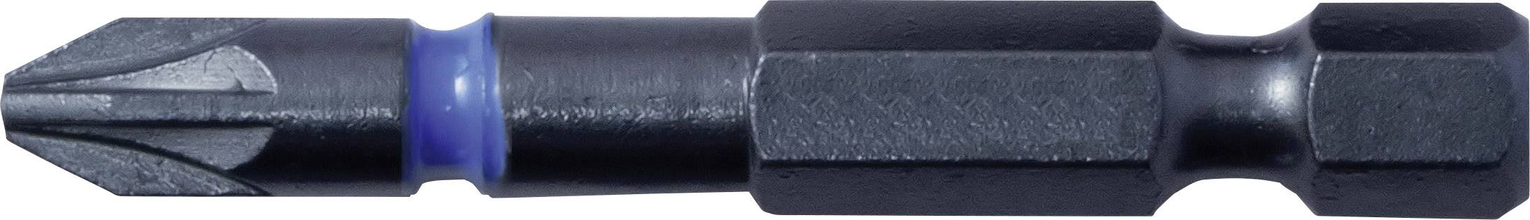 Schwarzer PH2-Schraubendreher-Bit mit blauem Ring für Akku-Bohrschrauber.