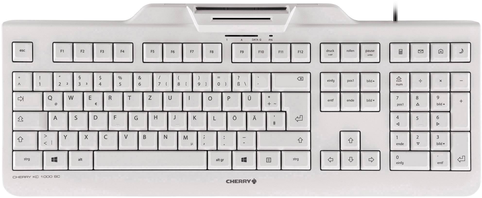 CHERRY KC 1000 SC USB Tastatur Deutsch, QWERTZ Weiß, Grau Chipkarten-Leser