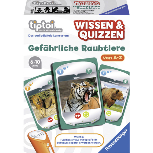 Ravensburger tiptoi® Wissen & Quizzen: Gefährliche Raubtiere Wissen & Quizzen: Gefährliche Raubtiere 00752