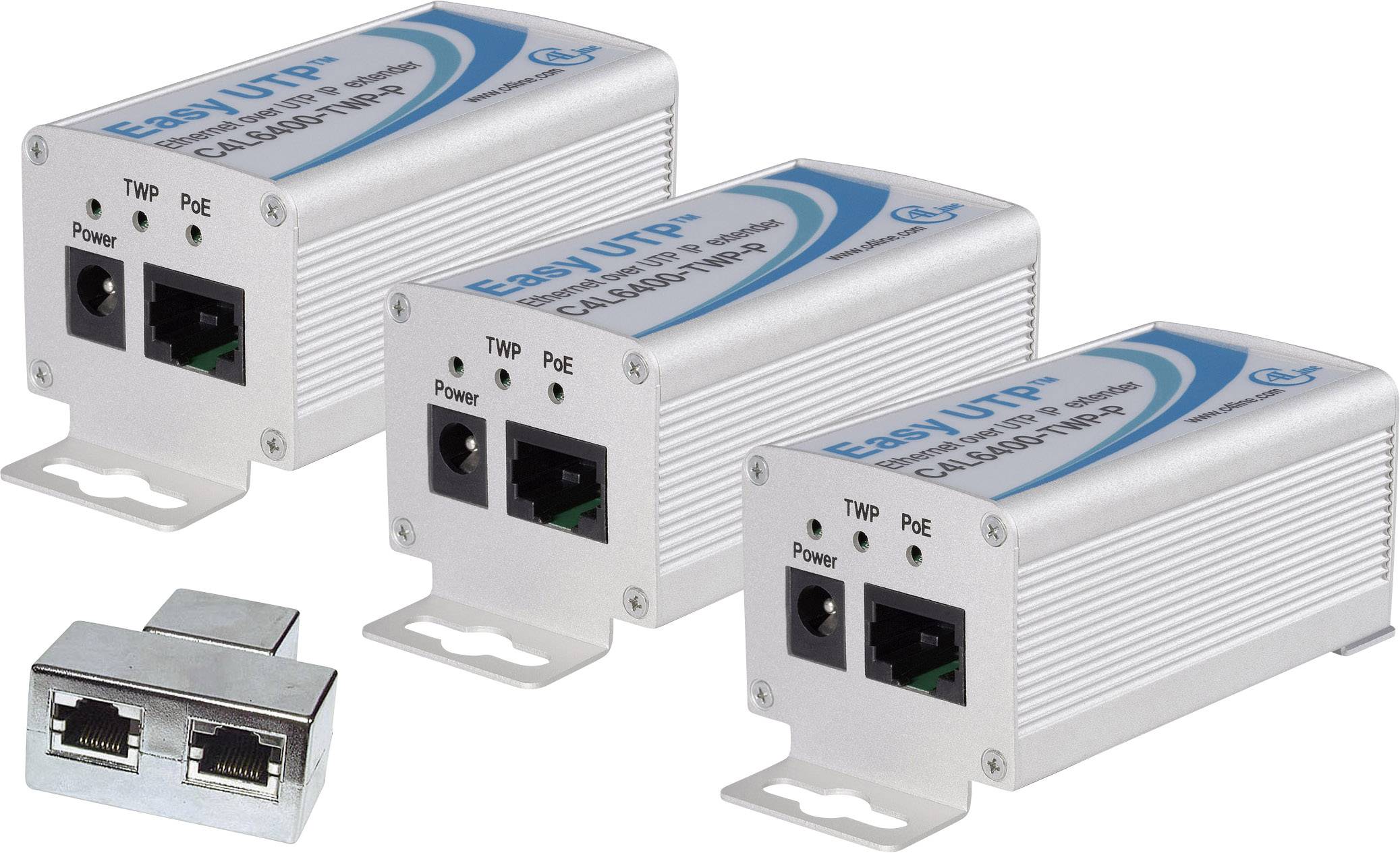 Renkforce RF-2661690 Netzwerkverlängerung 2-Draht Reichweite (max.): 500 m 3 St. 100 MBit/s mit PoE-Funktion