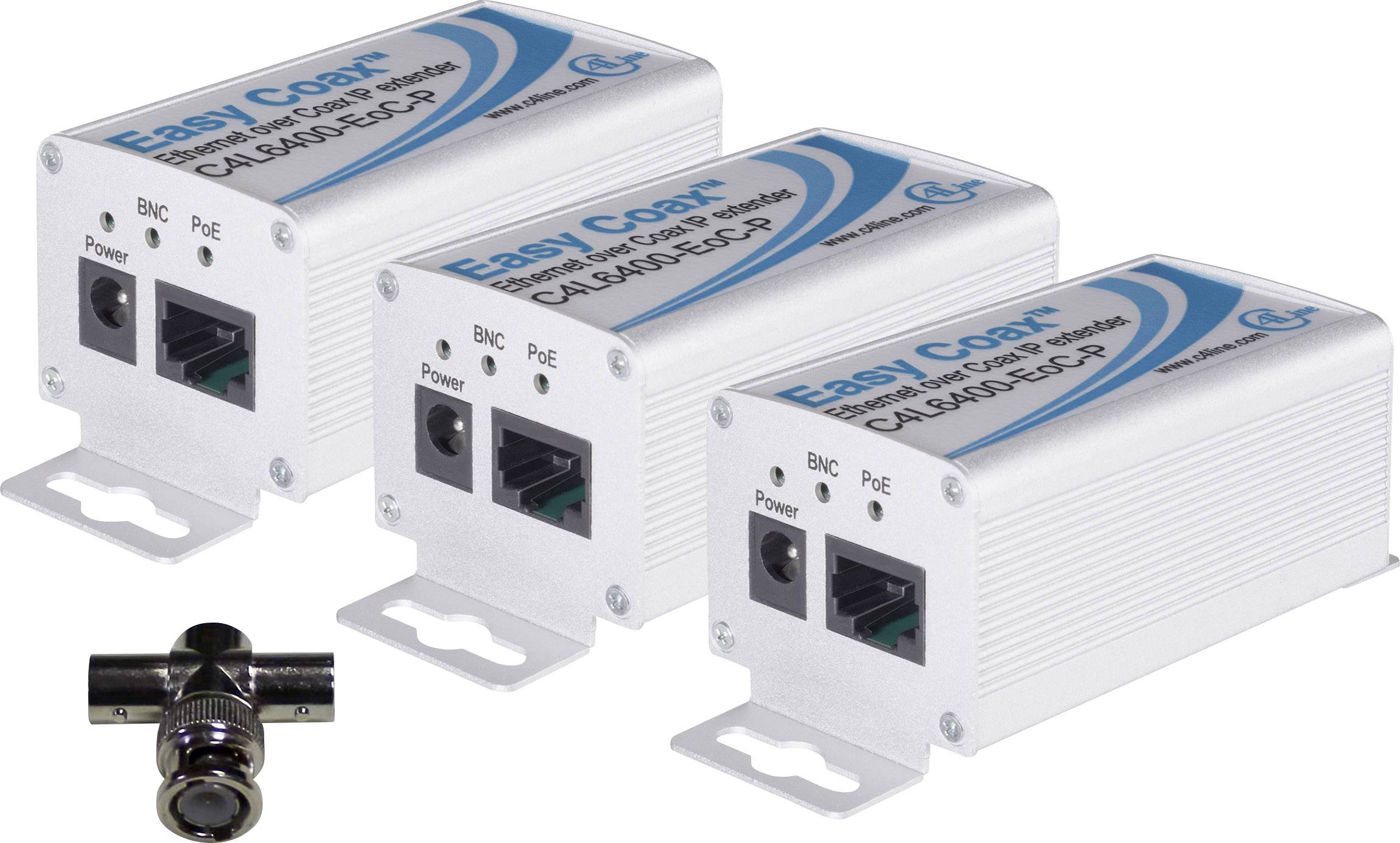 Renkforce RF-2661692 Netzwerkverlängerung Koax Reichweite (max.): 1500m 3 St. 100MBit/s mit PoE-Funktion