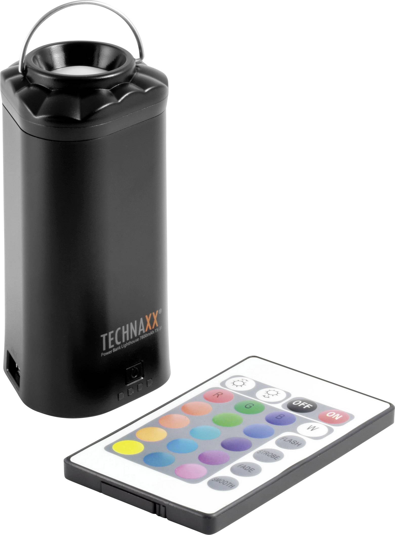 Technaxx Lighthouse TX-31 mit RGB-Farbwechselfunktion Powerbank 7800 mAh  Li-Ion  Schwarz