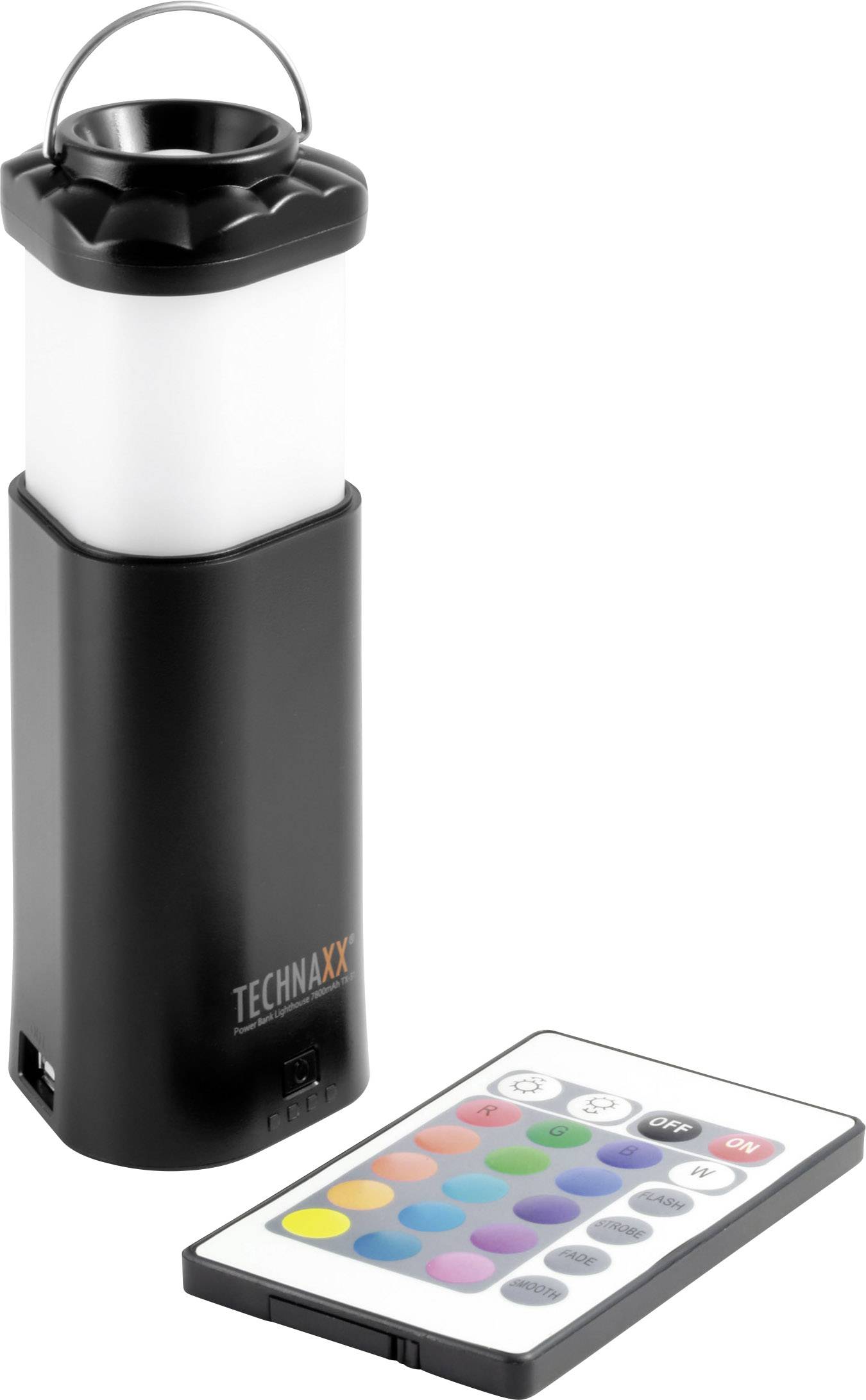 Technaxx Lighthouse TX-31 mit RGB-Farbwechselfunktion Powerbank 7800 mAh  Li-Ion  Schwarz