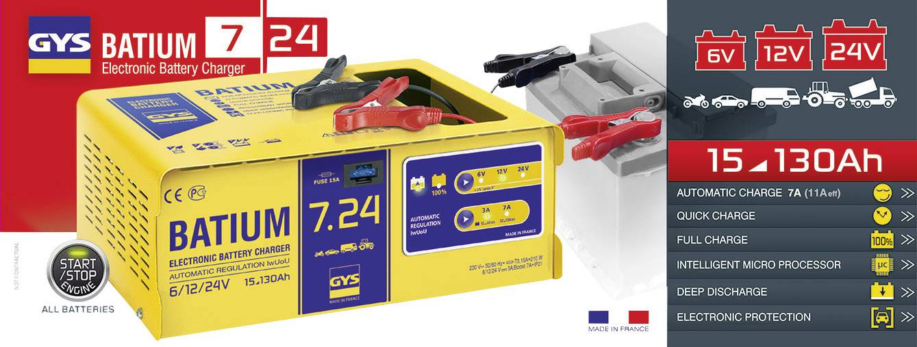GYS BATIUM 7.24 024502 Automatikladegerät 6 V, 12 V, 24 V 11 A 11 A