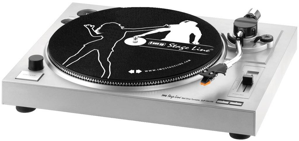 IMG Stageline DJP-104USB USB-Plattenspieler Riemenantrieb Silber