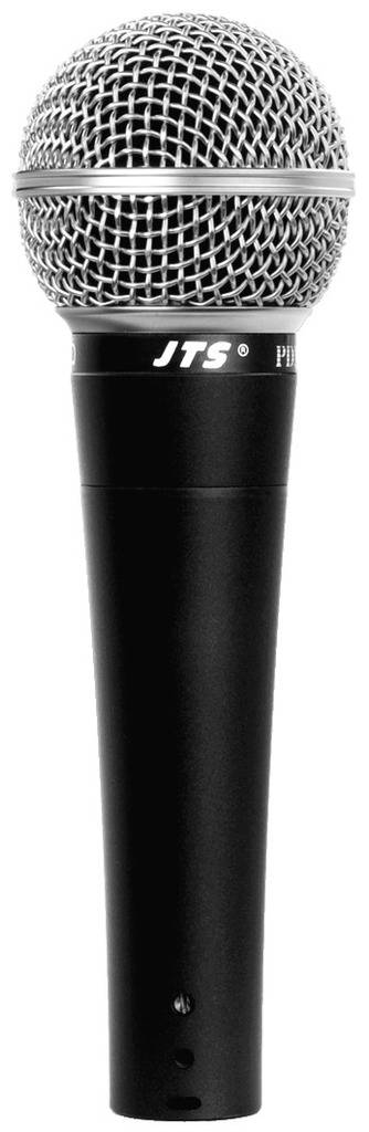 Ein schwarzes, handgehaltenes Mikrofon mit silbernem Gitterkopf, geeignet für Gesang oder Reden.