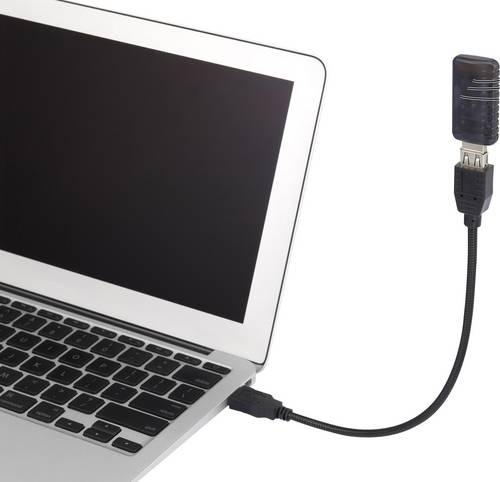 Renkforce USB-Kabel USB 2.0 USB-A Stecker, USB-A Buchse 0.16 m Schwarz flexibles Schwanenhals-Kabel