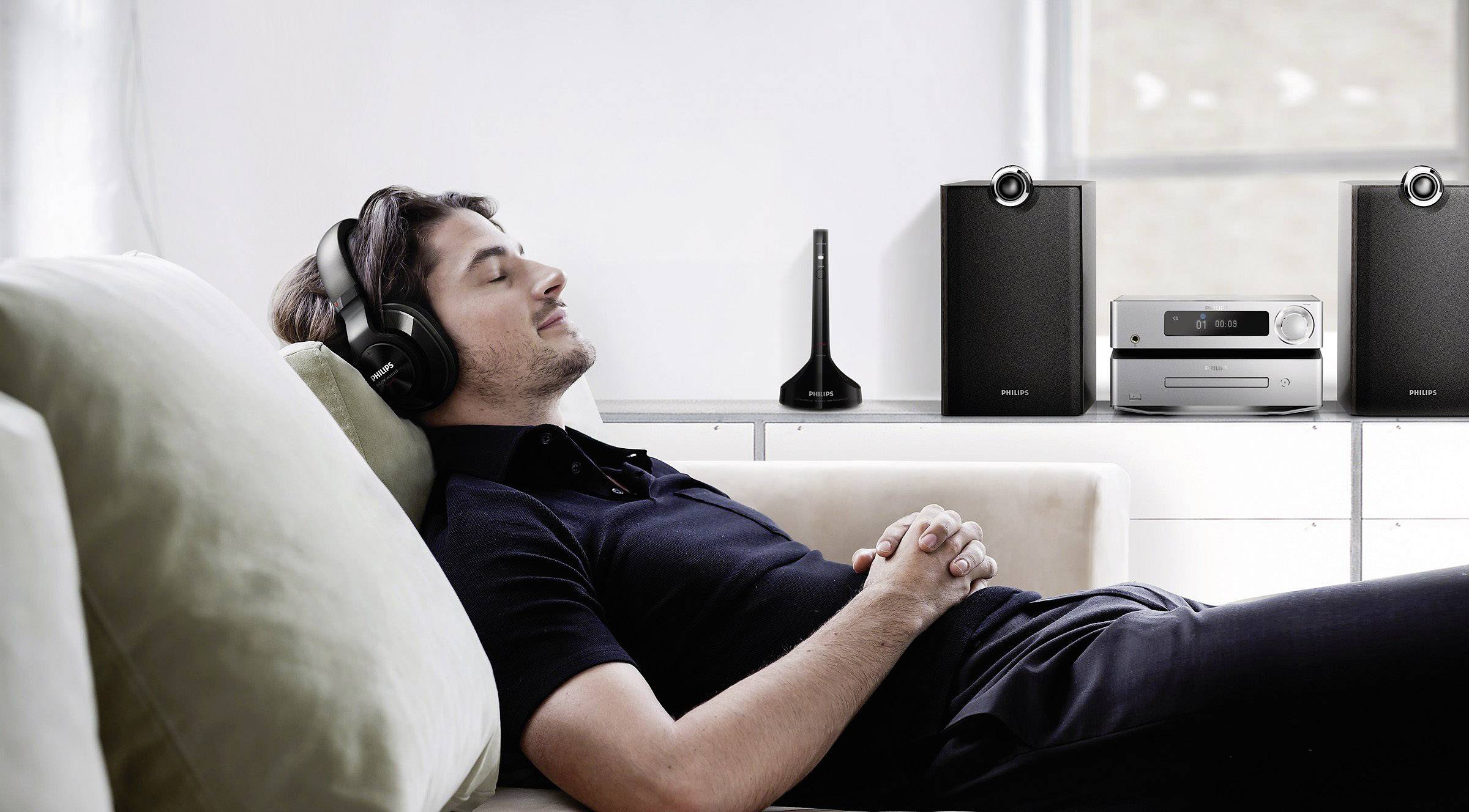 Philips SHD9200 Over Ear Kopfhörer Funk Schwarz Lautstärkeregelung, Surround-Sound