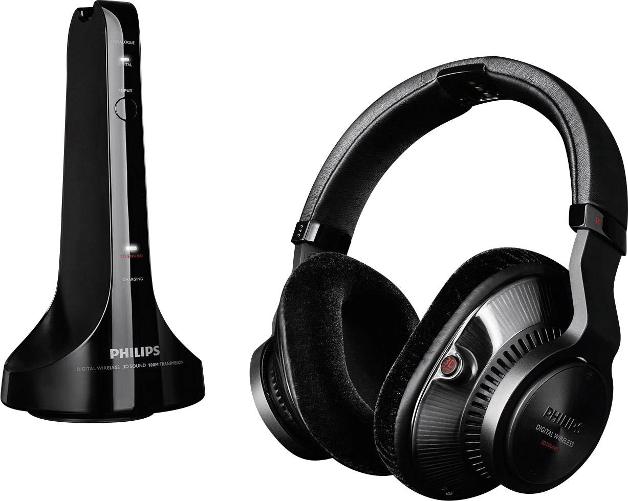 Philips SHD9200 Over Ear Kopfhörer Funk Schwarz Lautstärkeregelung, Surround-Sound