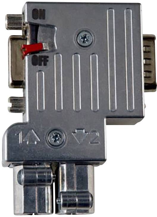 Ein Metalladapter mit einem ON/OFF-Schalter und zwei Kabelanschlüssen. Der Adapter hat ein Schraubendesign zur sicheren Verbindung.