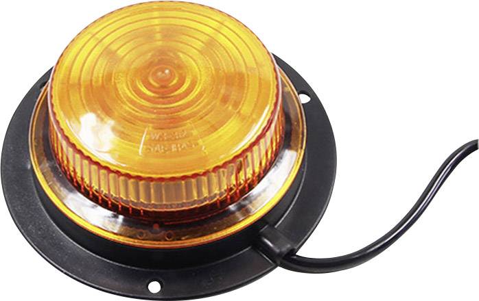 Ein orangefarbener, runder Warnleuchtsignal, das über ein Kabel mit Strom versorgt wird. Geeignet für Sicherheits- und Notfallanwendungen.