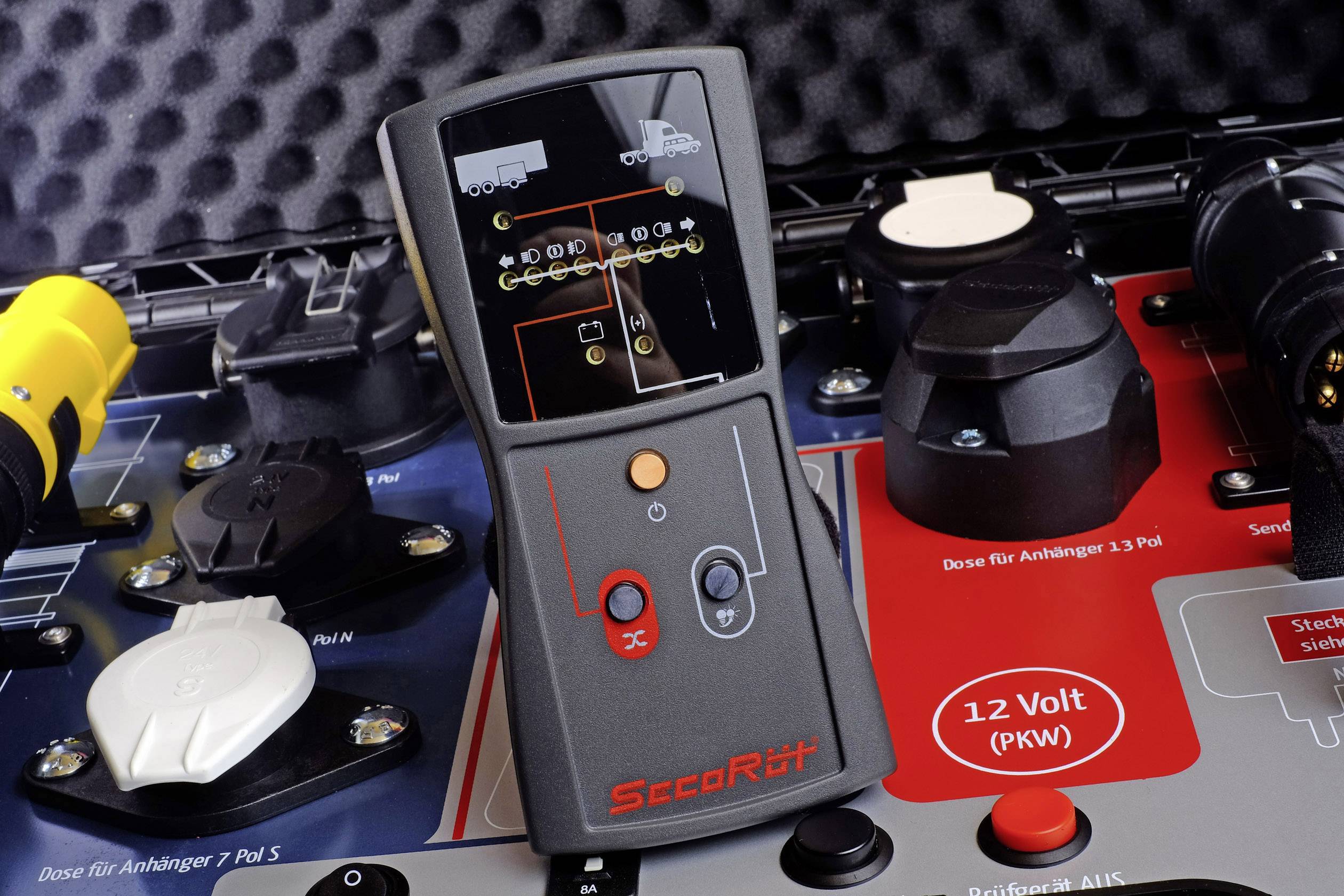 SecoRüt 40410 Wireless ControlCase Funk Anhängerprüfkoffer 12 V, 24V Pole:7/13/15