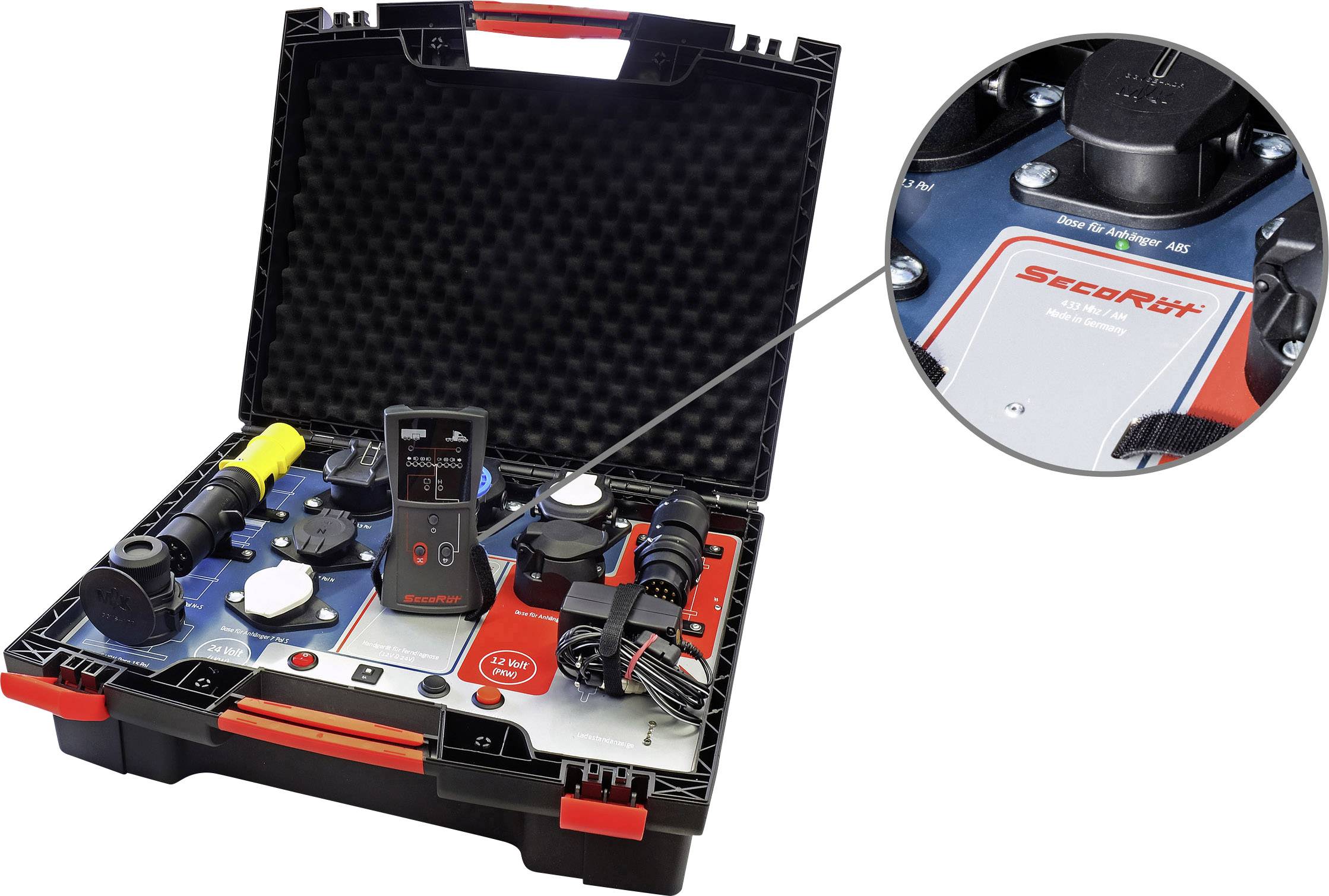 SecoRüt 40410 Wireless ControlCase Funk Anhängerprüfkoffer 12 V, 24V Pole:7/13/15