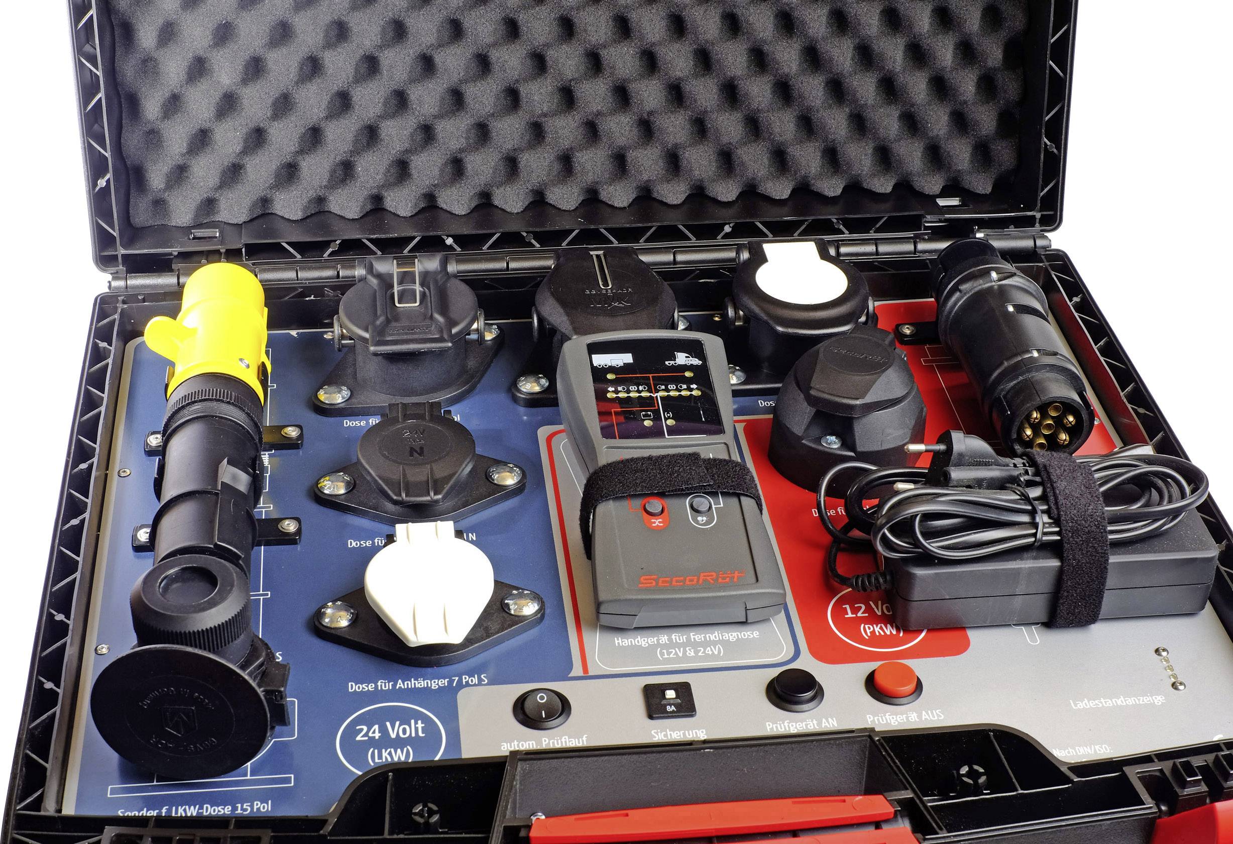SecoRüt 40410 Wireless ControlCase Funk Anhängerprüfkoffer 12 V, 24V Pole:7/13/15