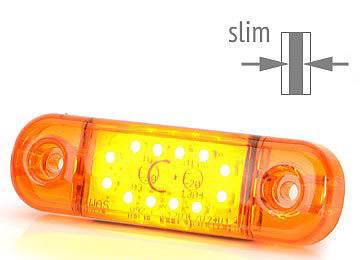 SecoRüt Umriss-Markierungsleuchte Offene Kabelenden Markierungsleuchte seitlich 12 V, 24 V Orange Klarglas
