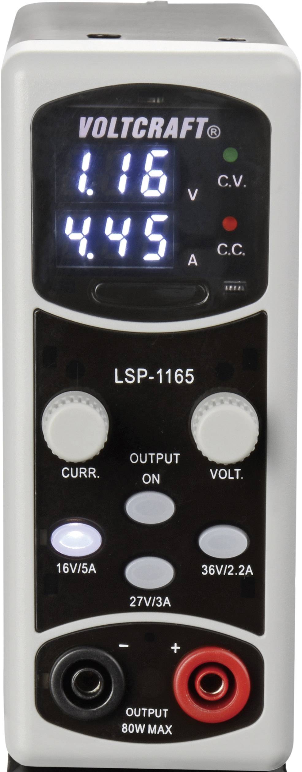 VOLTCRAFT LSP-1165 Labornetzgerät, einstellbar 0.1 - 36 0.01 - 5A 80W schmale Bauform Anzahl Ausgänge 1 x