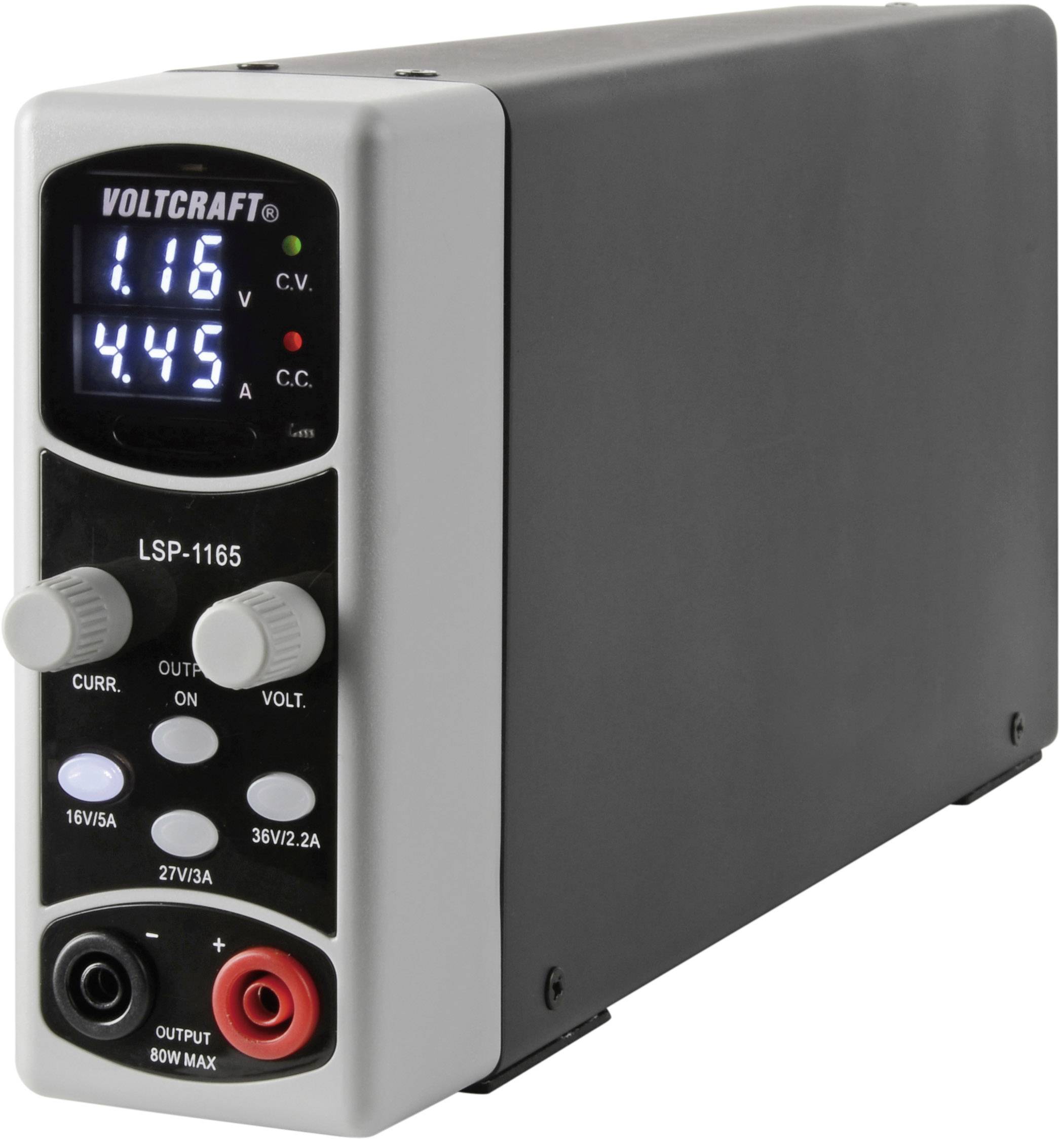 VOLTCRAFT LSP-1165 Labornetzgerät, einstellbar 0.1 - 36 0.01 - 5A 80W schmale Bauform Anzahl Ausgänge 1 x