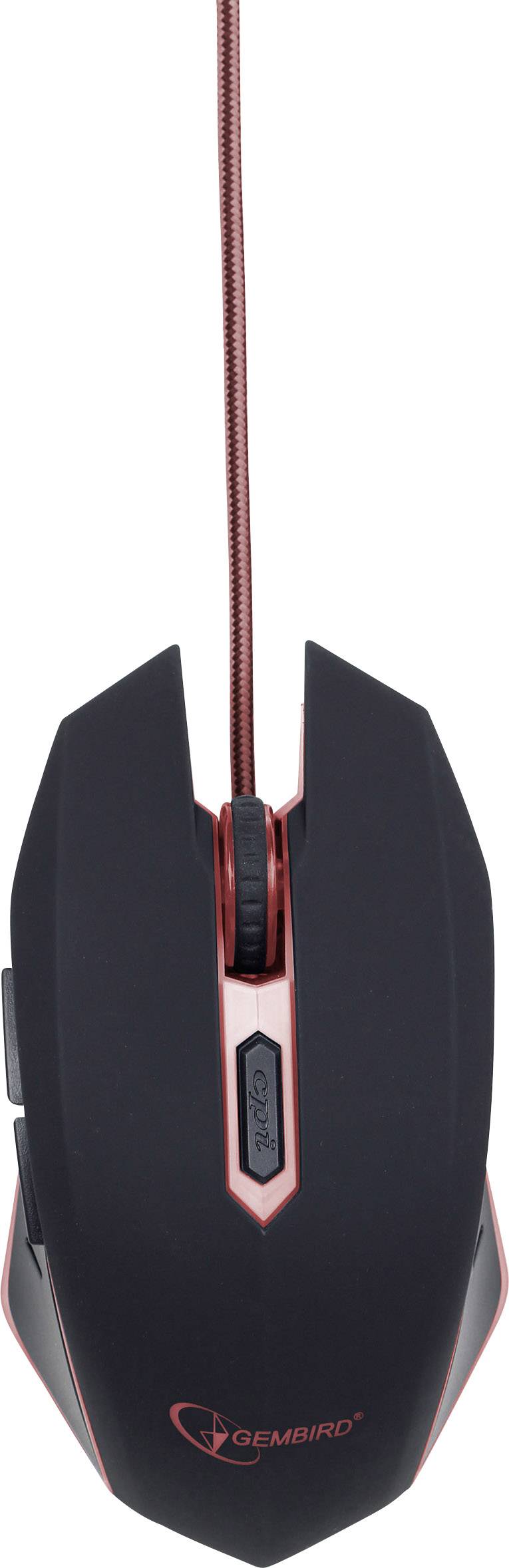 Gembird MUSG-001-R Gaming-Maus USB Rot 6 Tasten 2400 dpi Beleuchtet