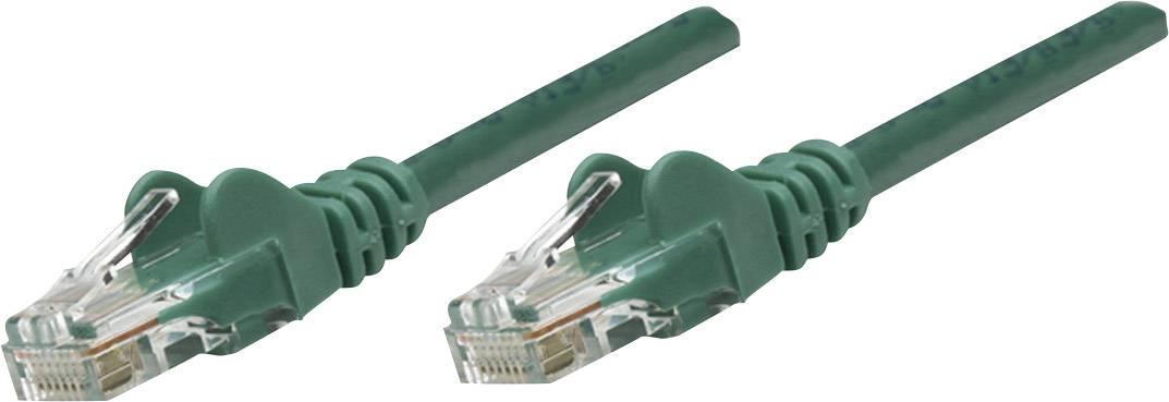 Zwei grüne Ethernet-Kabel mit RJ45-Steckern auf weißem Hintergrund.