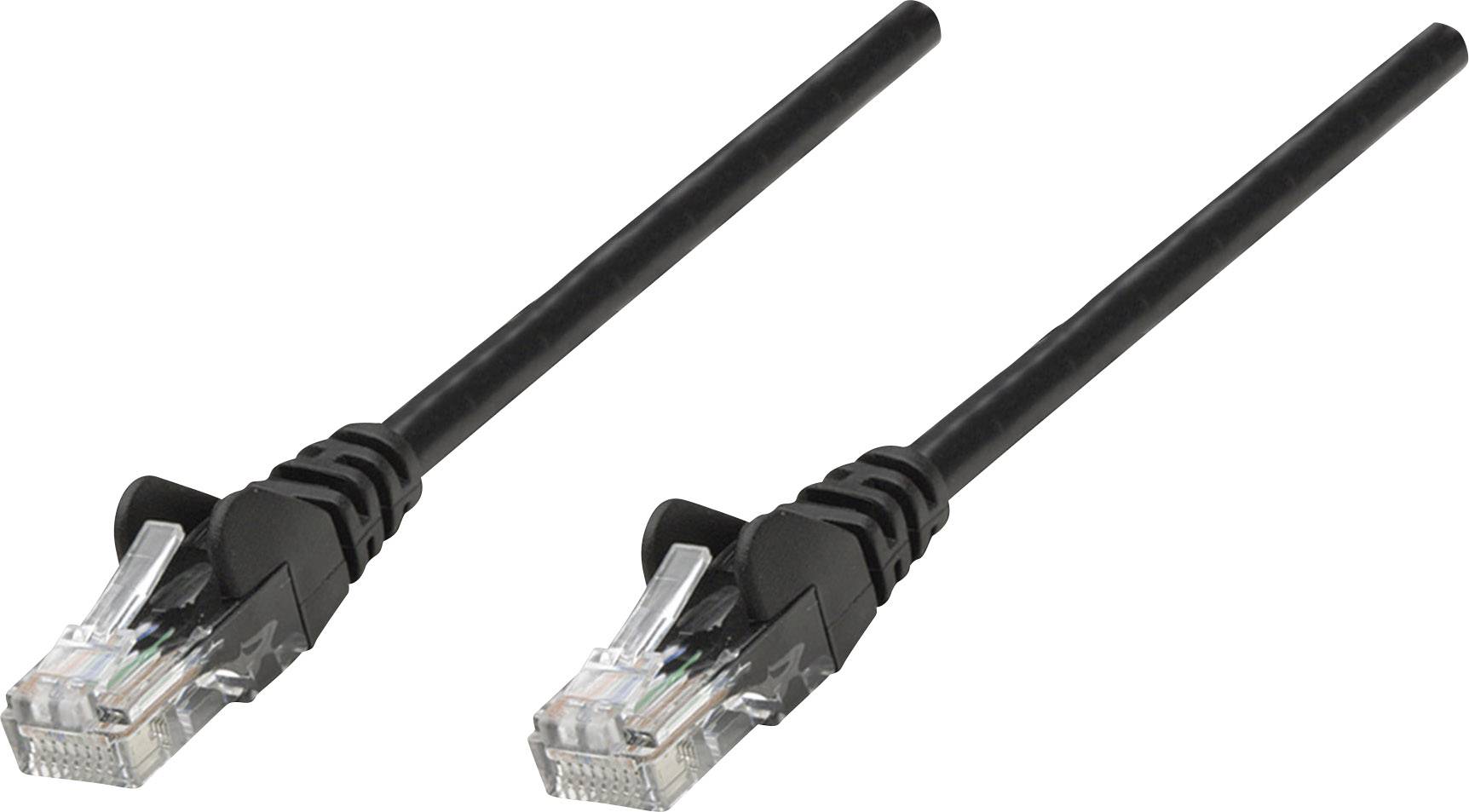 Zwei schwarze Ethernet-Kabel mit RJ45-Steckern.