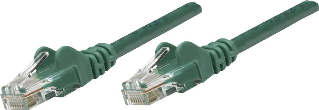 Zwei grüne Ethernet-Kabel mit RJ45-Steckern, die zur Datenübertragung in Netzwerken verwendet werden.