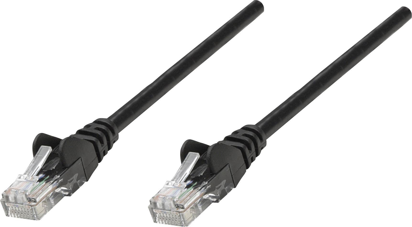 Zwei schwarze Ethernet-Kabel mit RJ45-Steckern zum Anschluss von Netzwerkgeräten.