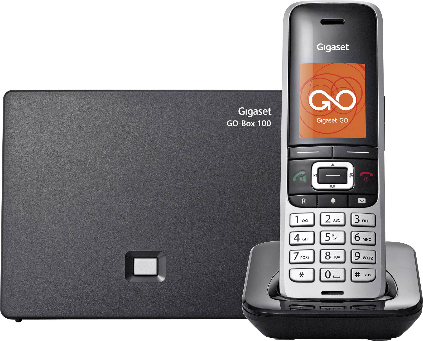 Gigaset S850A GO Schnurloses Telefon VoIP Anrufbeantworter Farb-TFT/LCD Platin, Schwarz