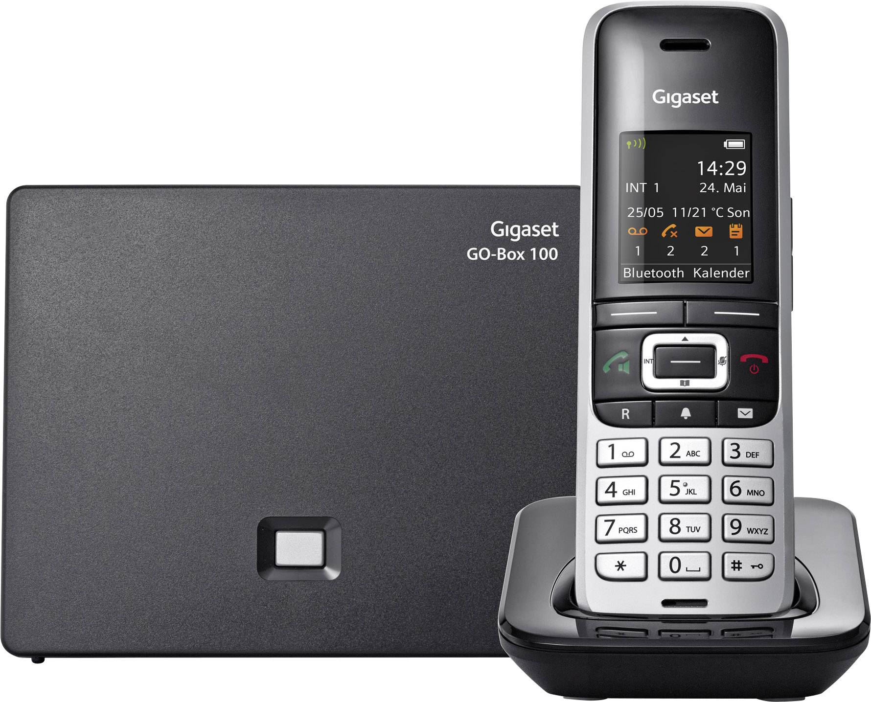 Gigaset S850A GO Schnurloses Telefon VoIP Anrufbeantworter Farb-TFT/LCD Platin, Schwarz