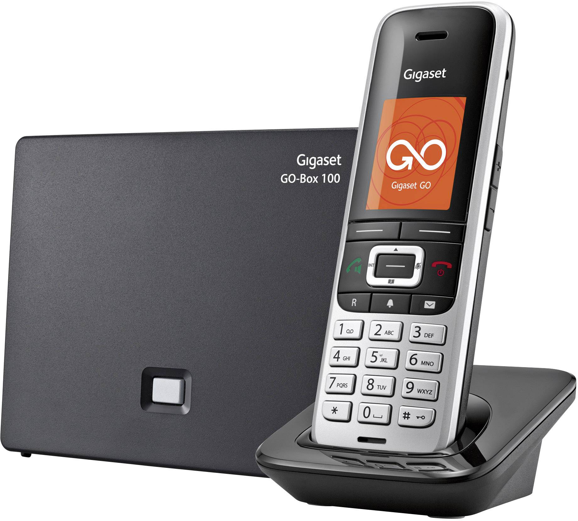 Gigaset S850A GO Schnurloses Telefon VoIP Anrufbeantworter Farb-TFT/LCD Platin, Schwarz