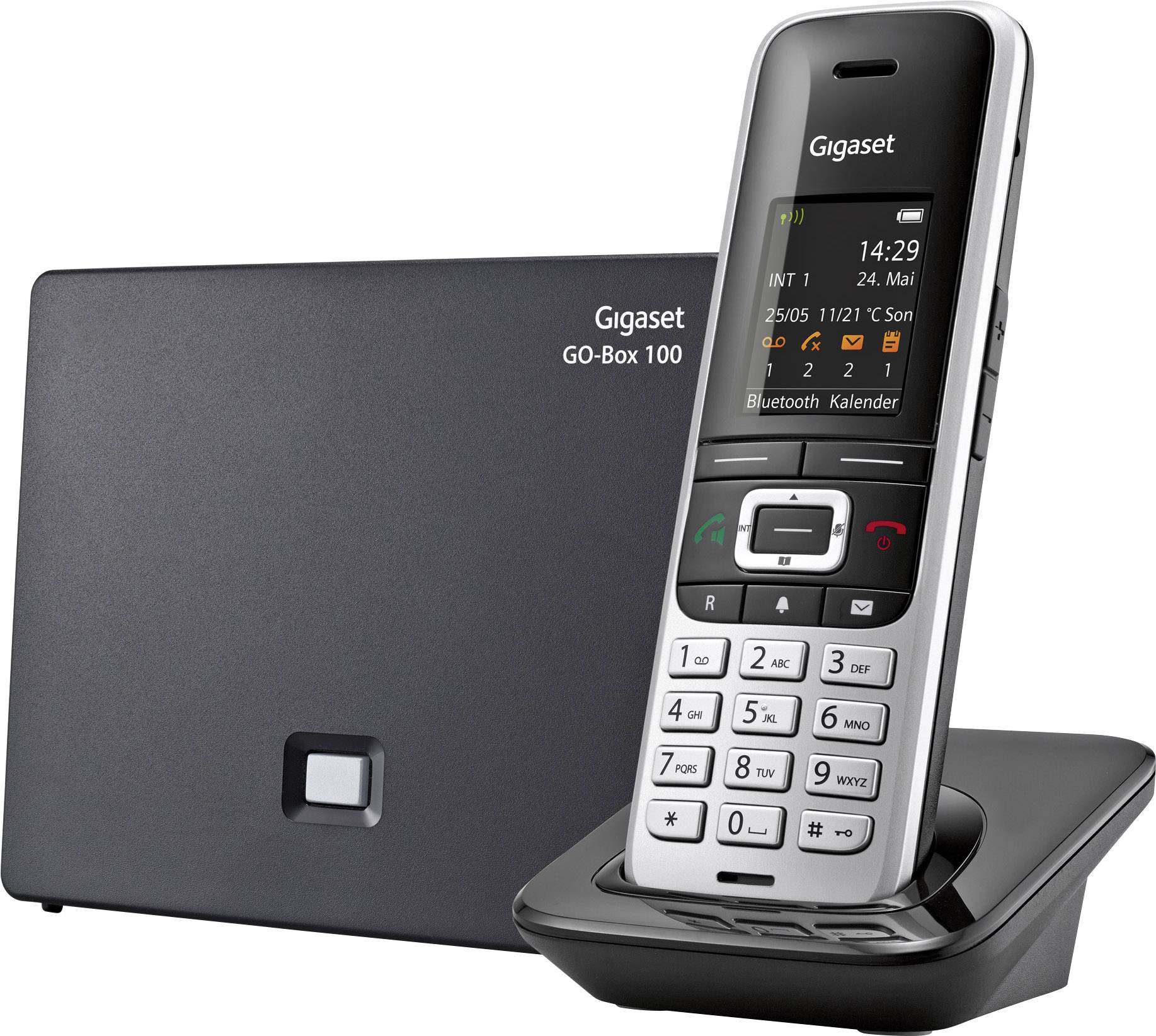 Gigaset S850A GO Schnurloses Telefon VoIP Anrufbeantworter Farb-TFT/LCD Platin, Schwarz