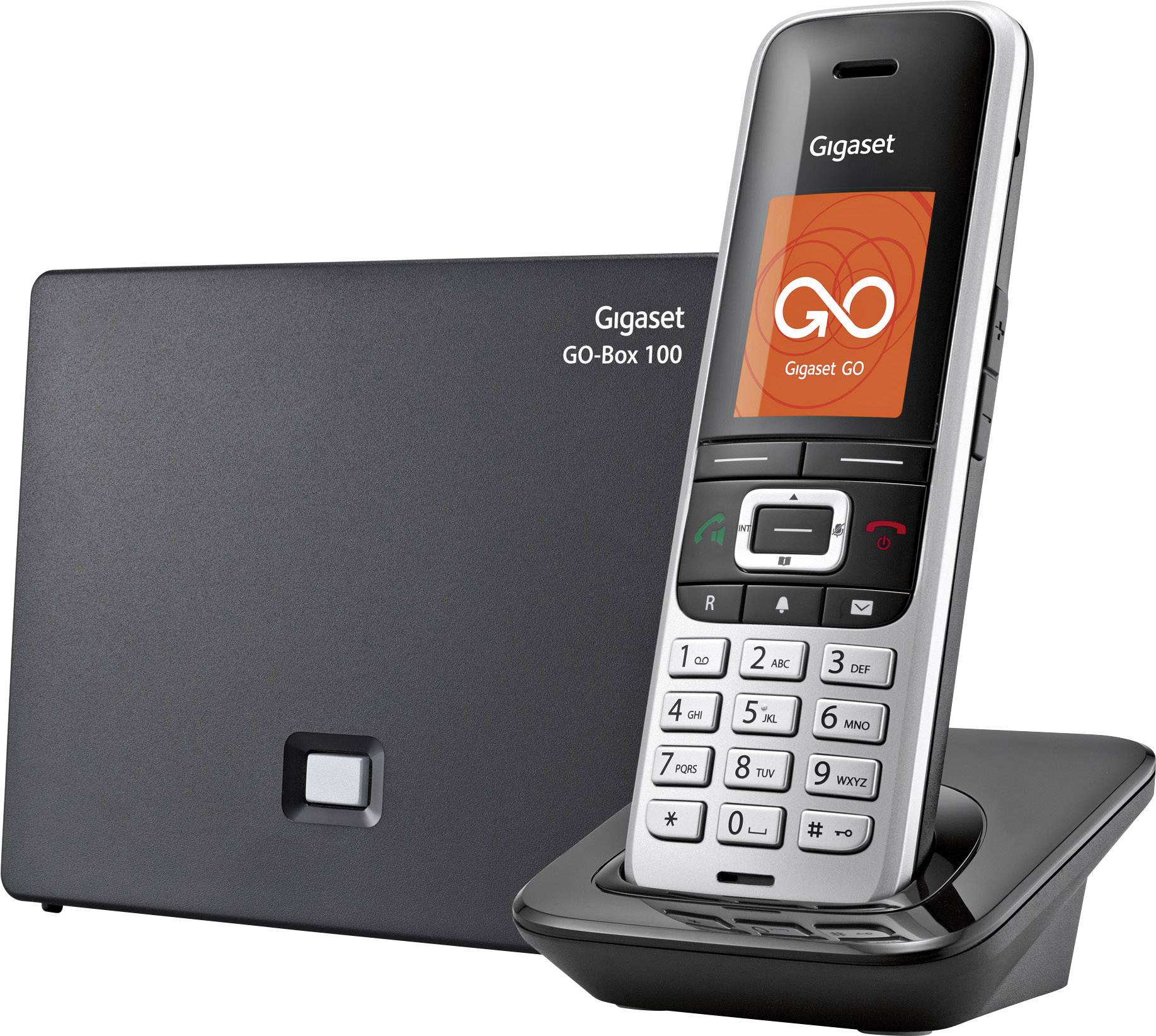 Gigaset S850A GO Schnurloses Telefon VoIP Anrufbeantworter Farb-TFT/LCD Platin, Schwarz