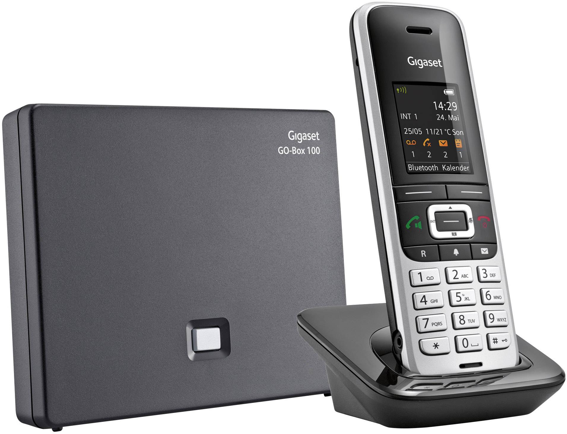 Gigaset S850A GO Schnurloses Telefon VoIP Anrufbeantworter Farb-TFT/LCD Platin, Schwarz
