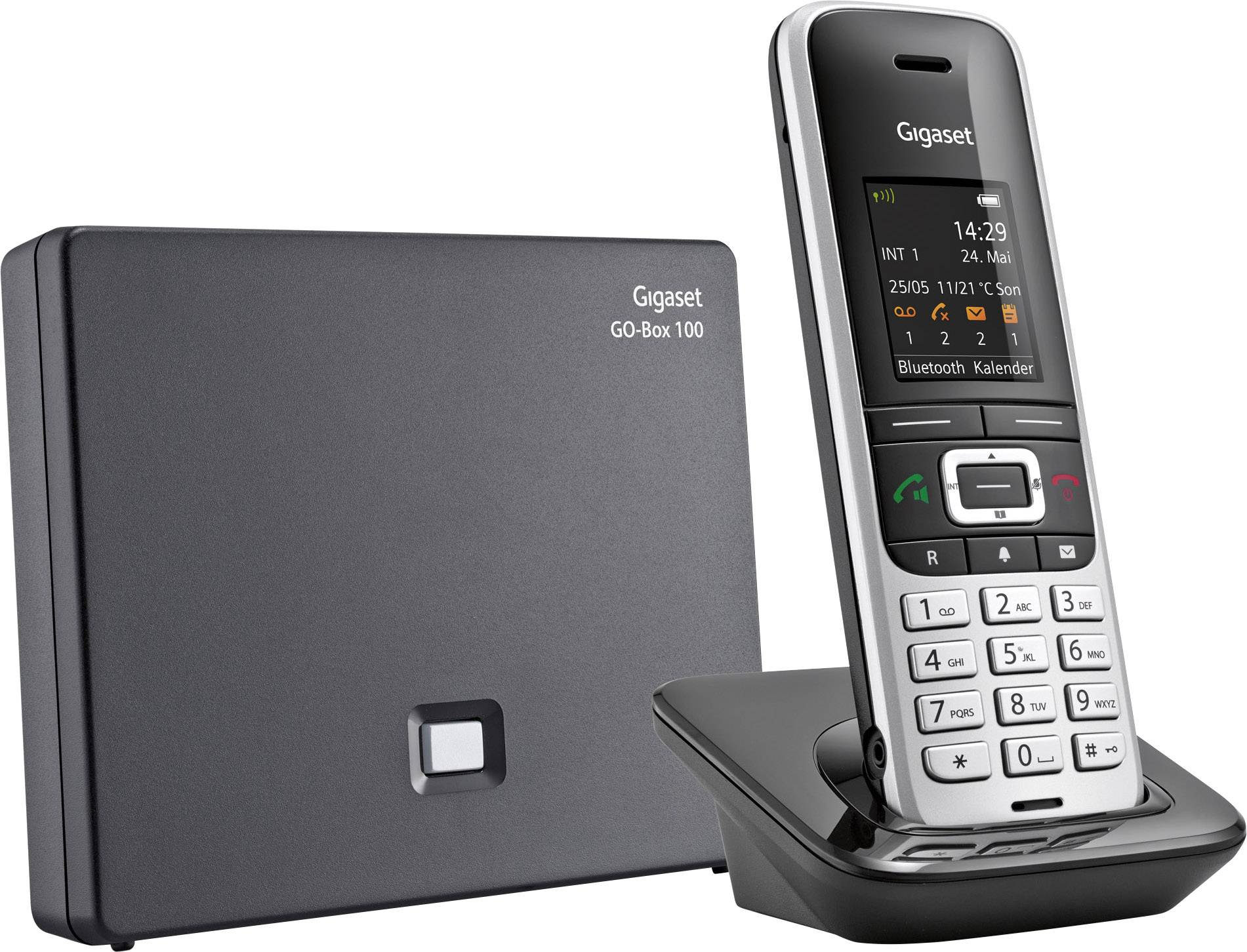 Gigaset S850A GO Schnurloses Telefon VoIP Anrufbeantworter Farb-TFT/LCD Platin, Schwarz