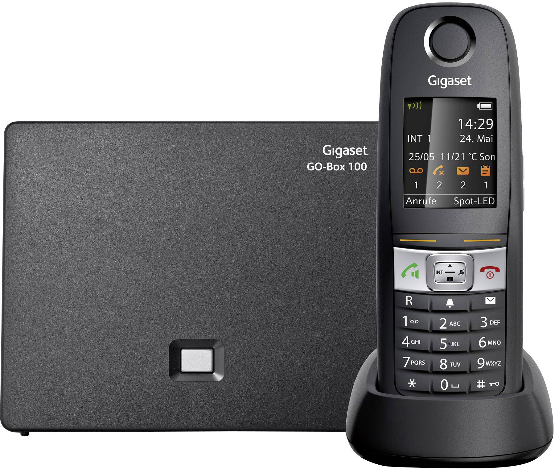 Gigaset E630A GO Schnurloses Telefon VoIP stoßfest, wasserdicht, Freisprechen Farb-TFT/LCD Schwarz