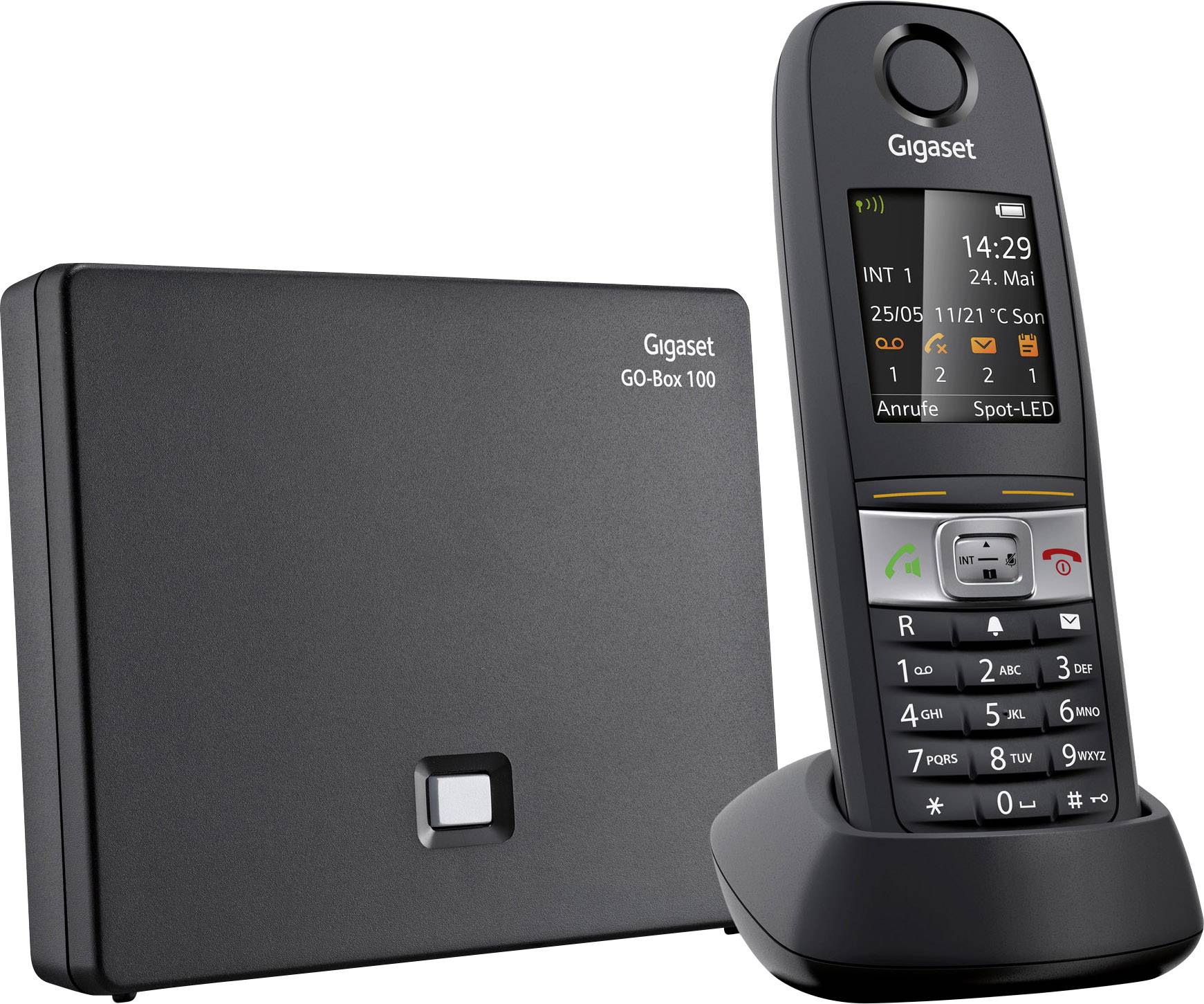 Gigaset E630A GO Schnurloses Telefon VoIP stoßfest, wasserdicht, Freisprechen Farb-TFT/LCD Schwarz