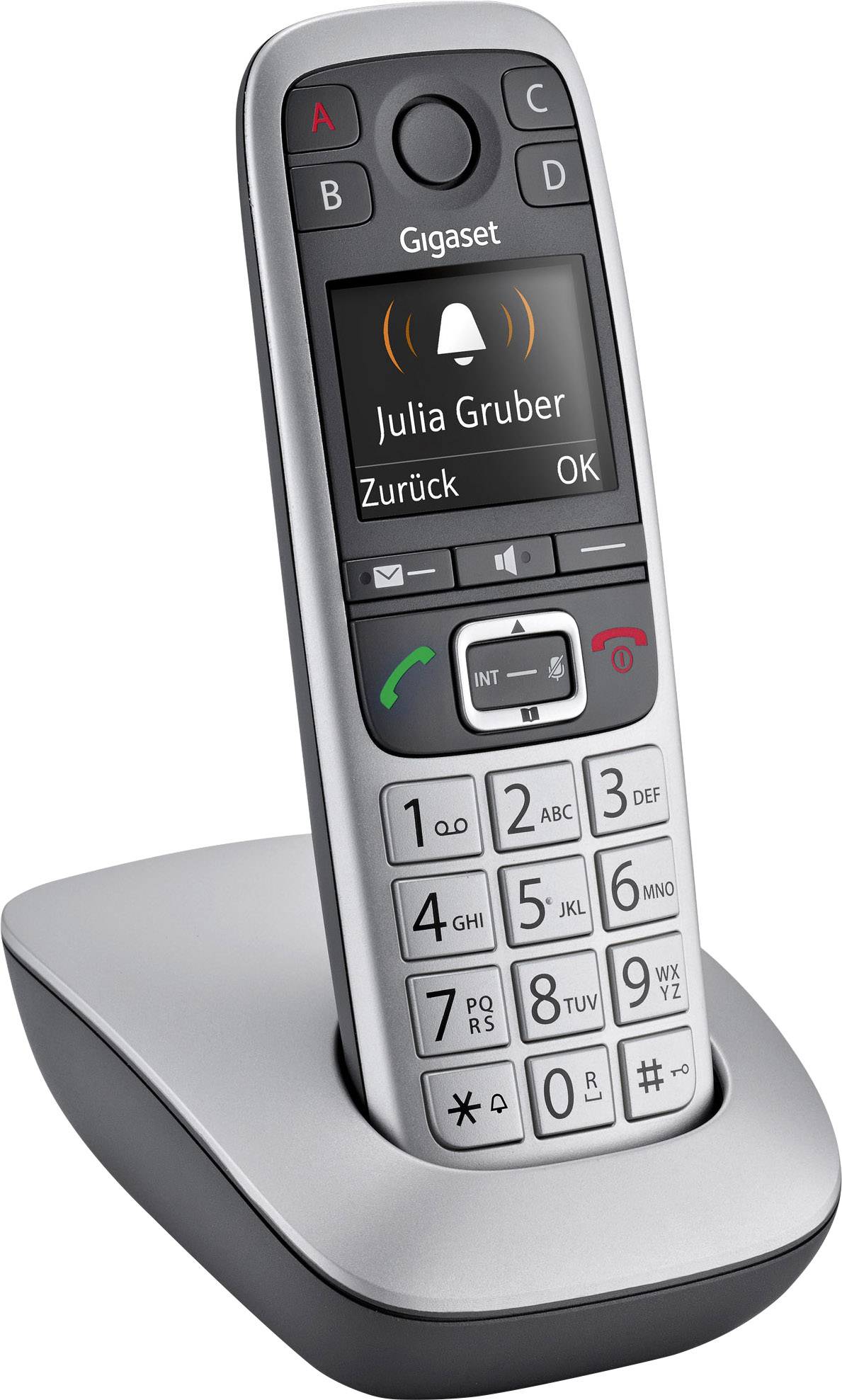 Gigaset E550 DECT, DECT/GAP Schnurloses Telefon analog  Babyphone, Optische Anrufsignalisierung Platin